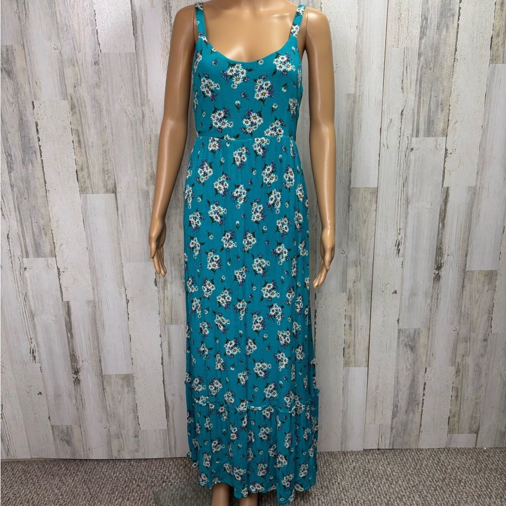 White Birch Teal Floral Maxi‎ Dress